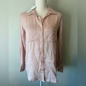 Rare Earth Hallie Double Pocket Safari Shirt Dusty Pink 100% Tencel Size 6 NWT
